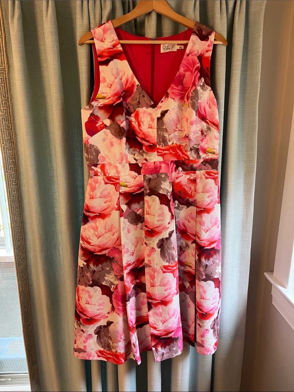 Eliza J V-Neck Sleeveless Floral Dress